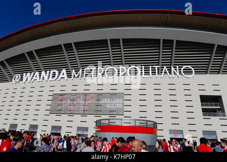 Inauguration de la Metropolitan Wanda Stadium. La Liga entre l'Atlético de Madrid vs Malaga CF au stade Wanda Metropolitano de Madrid, Espagne, le 16 septembre 2017 . Banque D'Images