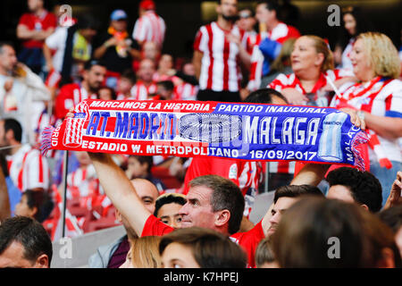 Inauguration de la Metropolitan Wanda Stadium. . La Liga entre l'Atlético de Madrid vs Malaga CF au stade Wanda Metropolitano de Madrid, Espagne, le 16 septembre 2017 . Banque D'Images