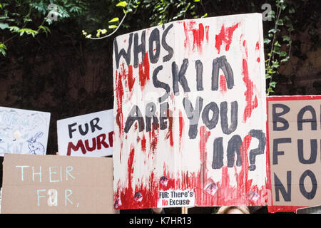 Londres 16 septembre 2017, le piquetage des manifestants anti fourrure Gareth Pugh lfw17 présentation à la bfi imax crédit : Ian Davidson/Alamy live news Banque D'Images