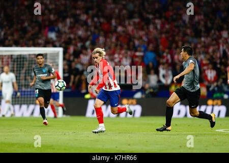 Madrid, Espagne. 16 Septembre, 2017. Antonie Griezmann (7) joueur de l'Atlético de Madrid. La Liga entre l'Atlético de Madrid vs Malaga CF au stade Wanda Metropolitano de Madrid, Espagne, le 16 septembre 2017 . Gtres más información : crédit en ligne Comuniación,S.L./Alamy Live News Banque D'Images