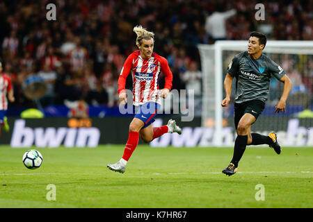 Madrid, Espagne. 16 Septembre, 2017. Antonie Griezmann (7) joueur de l'Atlético de Madrid. La Liga entre l'Atlético de Madrid vs Malaga CF au stade Wanda Metropolitano de Madrid, Espagne, le 16 septembre 2017 . Gtres más información : crédit en ligne Comuniación,S.L./Alamy Live News Banque D'Images