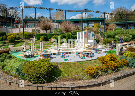 Nasa Kennedy Space Center modèle lego affiche dans Legoland Windsor miniland, Angleterre Banque D'Images