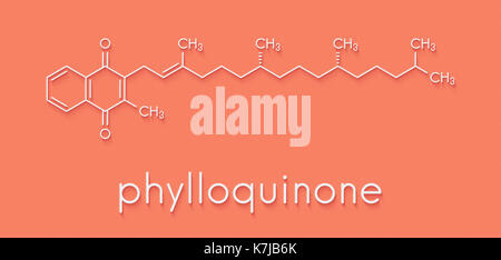 Vitamine k (k1, phylloquinone, phytomenadione) molécule. formule topologique. Banque D'Images