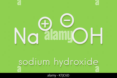 Hydroxyde de sodium (lessive, soude caustique), structure chimique. formule topologique. Banque D'Images