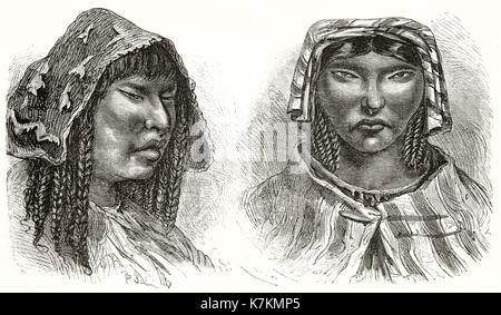 Vieille illustration de femmes Quechua. Par Gauchard, publ. sur le Tour du Monde, Paris, 1862 Banque D'Images