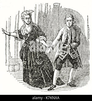 Vieille illustration David Garrick (1717 - 1779), agissant à Macbeth. Par auteur non identifié, publ. sur le Penny Magazine, Londres, 1837 Banque D'Images