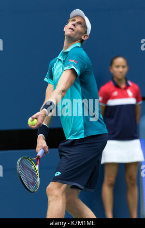 Kevin Anderson (RSA) finaliste dans la finale du tournoi à l'US Open Tennis Championships 2017 Banque D'Images