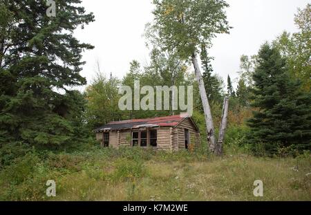 Une vieille cabane abandonnée près de Schroeder, Minnesota, USA. Banque D'Images