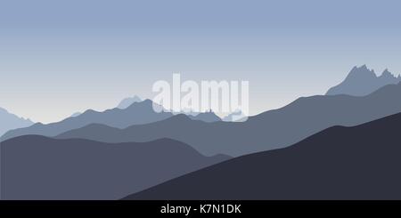 Silhoette bleu des montagnes Illustration de Vecteur