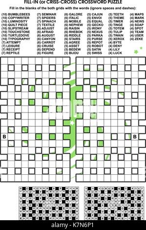 Criss-cross word puzzle - combler les vides de la grille de mots croisés avec les mots fournis. réponse inclus. Illustration de Vecteur