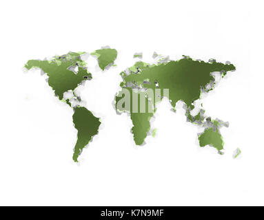 World Map 3d polygone vert isolé sur fond blanc Banque D'Images