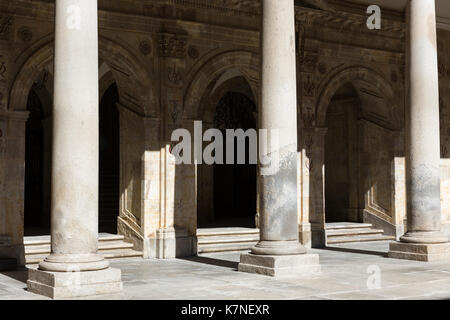 Colonnes à l'université de Salamanque, faculté de philologie, langues dans la Plaza de Anaya, Espagne Banque D'Images