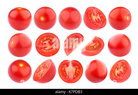 Tomate cerise isolé sur fond blanc. Banque D'Images