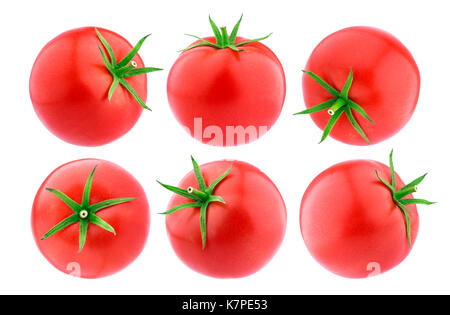 Tomates Tomates entières isolées. sur fond blanc, grande collection Banque D'Images