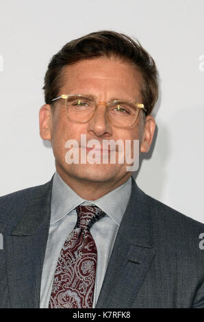 Westwood, Californie 16 septembre 2017. Steve Carell à la première de Los Angeles de la Bataille Des Sexes le 16 septembre 2017 à Westwood, en Californie. Crédit: David Edwards/Media Punch/Alay Live News Banque D'Images