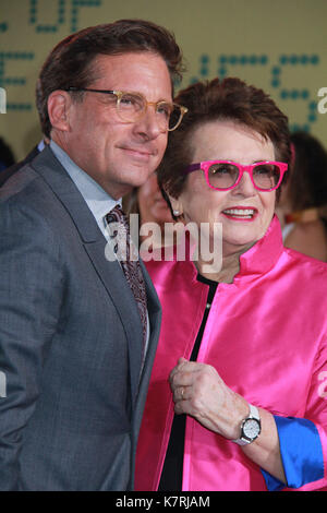 Steve Carell, Billie Jean King 09/16/2017 Le los angeles premiere de "bataille des sexes" tenue au Regency village theatre de los angeles, ca photo : Cronos/hollywood news Banque D'Images