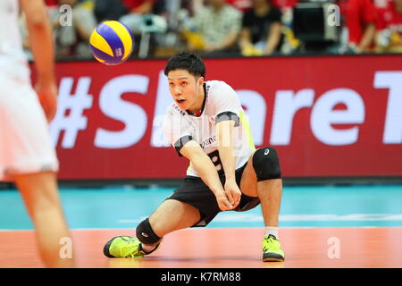 Satoshi ide (JPN), le 16 septembre 2017 - volleyball : fivb world grand Champions Cup 2017 Men's match entre le Japon 1-3 l'Iran au gymnase du centre municipal d'Osaka à Osaka, Japon. (Photo par naoki nishimura/aflo sport) Banque D'Images