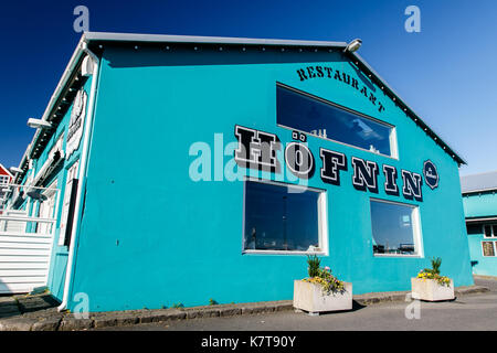 Hofnin restaurant à port de Reykjavik. Banque D'Images