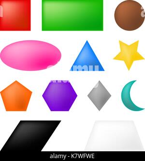 Formes géométriques Carré, Cercle, ovale, triangle, hexagone, rectangle, losange,coeur,star symbole vecteur icône concevoir. Belle illustration isolé sur Illustration de Vecteur