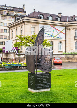Vevey, Suisse - 25 mai 2016 : monument à l'écrivain ukrainien Nikolaï Gogol (1809 -1852), dévoilé le 12 août 2009, faites par le sculpteur anat Banque D'Images
