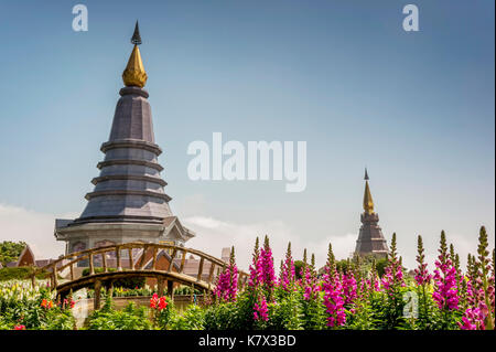 Naphapholphumisiri chedi dans les jardins de Doi Intheon, la plus haute montagne de Thaïlande. District de CHOM Thong, province de Chiang Mai, Thaïlande Banque D'Images