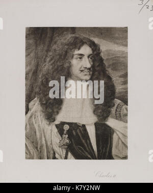 Broadside Jacobite Portrait de Charles II (1630 1685) Banque D'Images