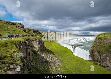 Islande - chute d'eau de Gullfoss sur la rivière Hvítá dans le sud-ouest de l'Islande Banque D'Images