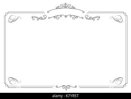 Format A4 - menu horizontal Cafe élégant rétro ornement bordure noire et fond blanc Illustration de Vecteur