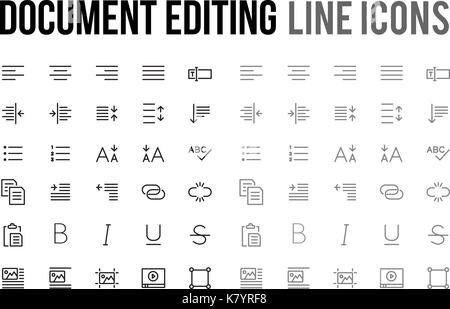 L'édition de texte du document sur l'icône de la ligne du vecteur pour l'app, le site mobile adapté Illustration de Vecteur