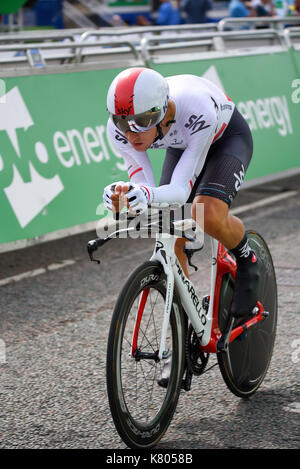 Michal Kwiatkowski de Team Sky Racing dans la phase 5 du contre-la-montre OVO Energy Tour of Britain Tendring, Clacton, Essex Banque D'Images