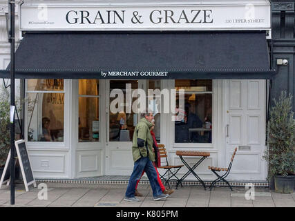 Céréales et brouter par restaurant gastronomique marchand dans Upper Street, Islington, Londres Banque D'Images