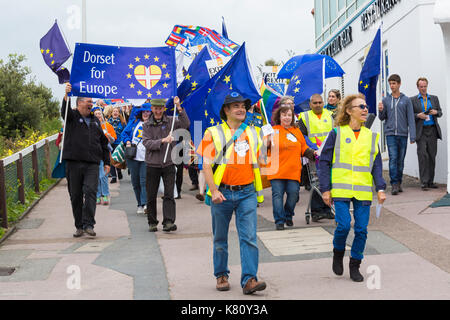 Bournemouth, Dorset, UK. Sep 17, 2017. Brexit arrêter la démonstration a lieu à l'occasion de la Conférence des démocrates libéraux de Bournemouth. Credit : Carolyn Jenkins/Alamy Live News Banque D'Images