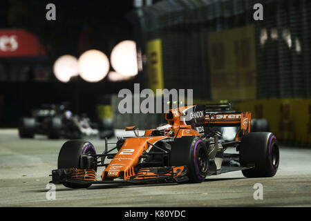 Singapour, Singapour. 17 septembre 2017. Sports motorisés : Championnat du monde de Formule 1 FIA 2017, Grand Prix de Singapour, Stoffel Vandoorne (bel, McLaren Honda), | Verwendung weltweit crédit : dpa/Alay Live News Banque D'Images