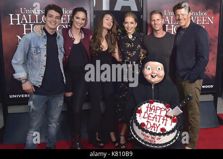 Israël broussard, ruby modine, rachel Matthews, Jessica rothe, Christopher b. landon und jason blum à l'ouverture de la 'Halloween Horror Nights' dans dans les studios Universal. Universal City, l'utilisation dans le monde entier 15.09.2017 | Banque D'Images