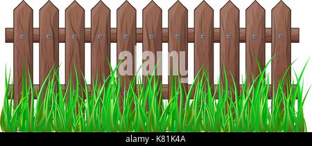 Clôture en bois avec grass isolated vector icône symbole design. Belle illustration isolé sur fond blanc Illustration de Vecteur