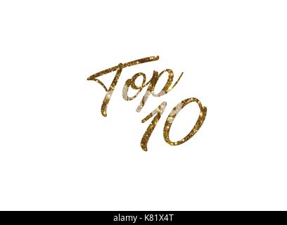 Le gradient golden hand writing isolées mot top 10 ranking Illustration de Vecteur