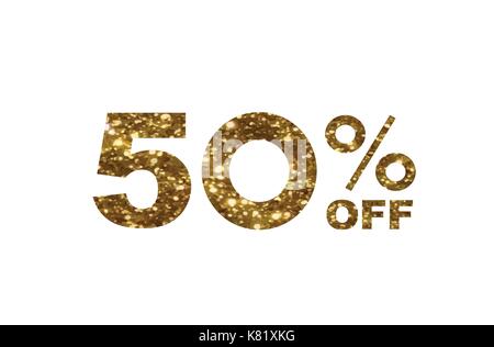 Le vecteur luxury golden glitter text word d'escompte 50 % Illustration de Vecteur