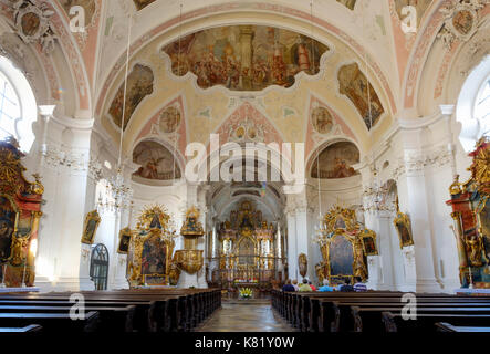 L'église paroissiale St. Johannes le Baptiste, de l'intérieur, pacé, forêt de Bavière, Thuringe, Bavière, Allemagne Banque D'Images