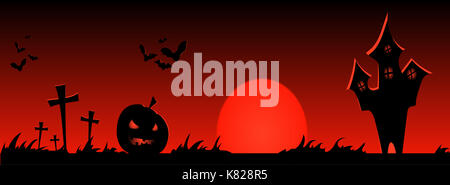 Happy Halloween banner. design illustration. trick or treat Banque D'Images