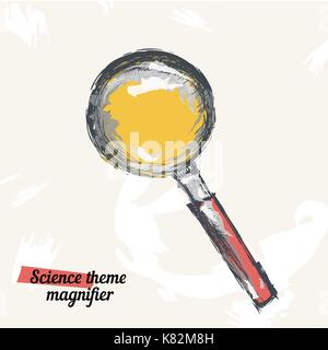 Croquis dessinés à la main, de l'agrandir. vector illustration vintage loupe isolés. sur fond beige. Illustration de Vecteur