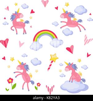 Collection d'illustrations vectorielles avec une licorne rose Illustration de Vecteur