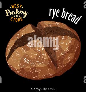 Pain de seigle au four. Vecteur de pain frais produit. Illustration de Vecteur