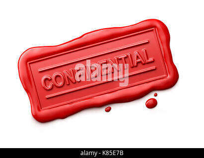 Sceau en cire avec mot confidentiel isolé sur fond blanc Banque D'Images