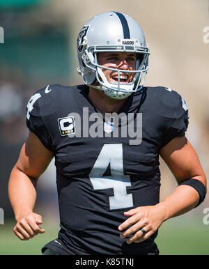 Oakland, Californie, USA. Sep 17, 2017. Lors d'un match de la NFL entre les Jets de New York et l'Oakland Raiders à la Oakland Coliseum à Oakland, Californie. Valerie Shoaps/CSM/Alamy Live News Banque D'Images