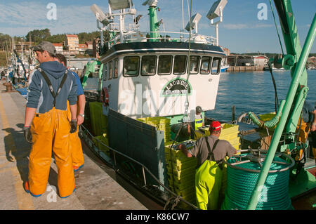 Port de pêche, Embach, province de La Corogne, une région de Galice, Espagne, Europe Banque D'Images