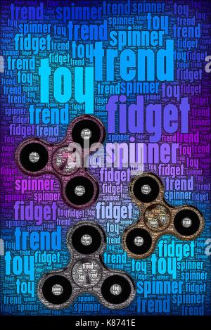 Fidget spinner concept art, faite avec des mots sur le sujet. Banque D'Images