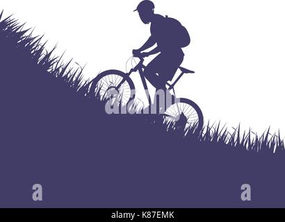 Silhouette man on bicycle Illustration de Vecteur