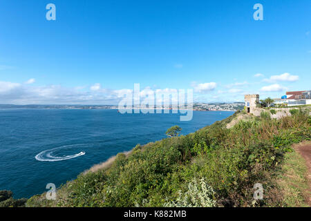 South West Coast Path donnant sur Tor Bay - torquay Banque D'Images