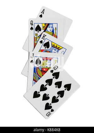 Combinaison de cartes à jouer pique poker casino conviennent. isolé sur fond blanc Banque D'Images