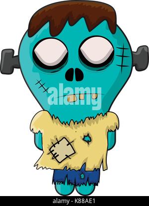 Zombie, halloween cute vector icône symbole frankenstein. design belle illustration isolé sur fond blanc Illustration de Vecteur